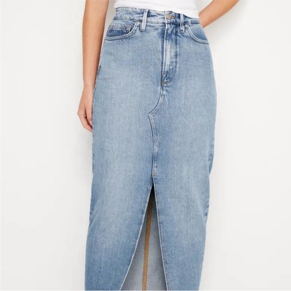 Good American Slit Front Denim Maxi Skirt - Picture 3 of 8